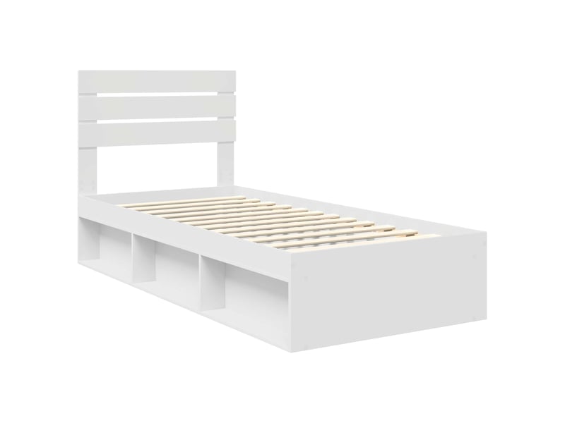 Lit simple- lit adulte - cadre de lit avec tête de lit blanc 100 x 200 cm pin massif - Conforama C
