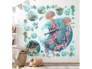 Sticker mural - le monde des méduses130x134 cm