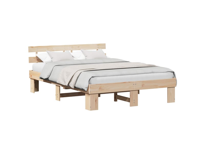  Lit double- lit adulte -  cadre de lit avec tête de lit naturel 160 x 200 cm pin massif  - Conforama A