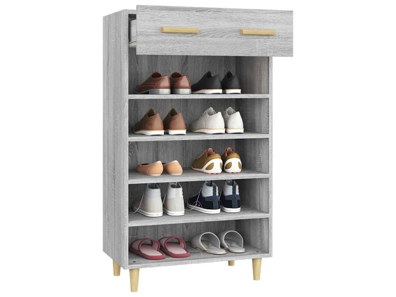  Armoire à chaussures sonoma gris 60x35x105 cm bois d'ingénierie shl7981  - Conforama E