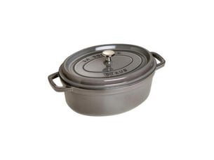 Cocotte en fonte ovale 27 cm 3,2 l grise avec couvercle picots