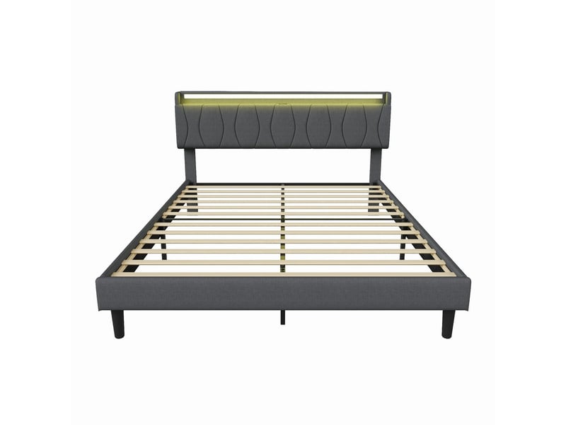 Lit 160x200 avec sommier ezssw coloris gris - Conforama D