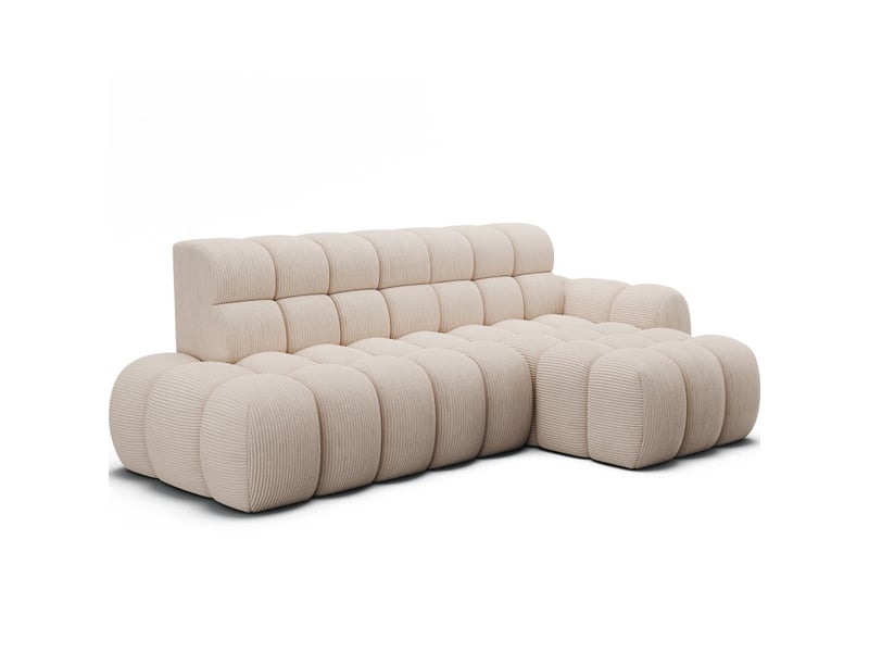 Canapé d'angle convertible bulla 3 places beige angle droit – velours côtelé avec extension d'assise électrique - Conforama A