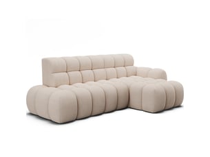 Canapé d'angle convertible bulla 3 places beige angle droit – velours côtelé avec extension d'assise électrique