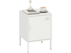 Table de chevet en acier, table d'appoint multifonctionnelle, étagère réglable, pour chambre ou salon, blanche