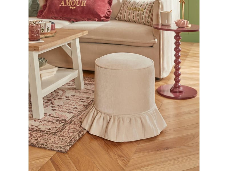  Pouf fiora rond d.36cm ivoire FIORA - Conforama E