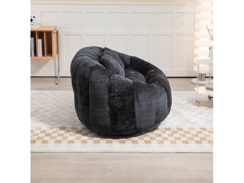  Canapé pouf modenvie 2 places en chenille noir 150 x 95 x 63 cm  - Conforama E