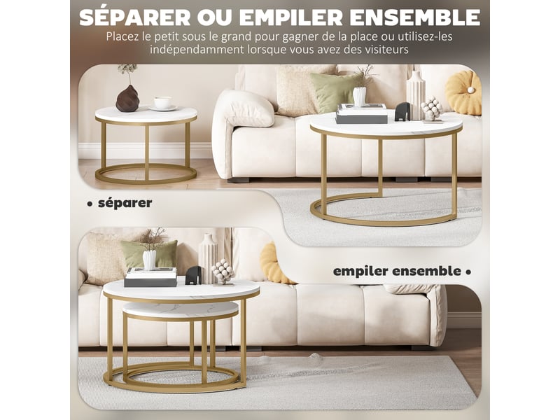  Lot de 2 tables basses gigognes encastrables  - Conforama E