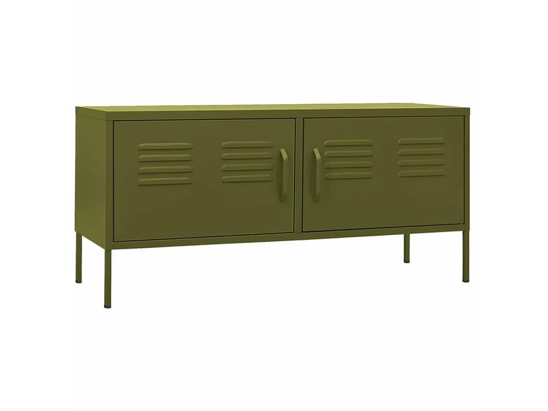  Meuble tv - banc tv - meuble de rangement vert olive 105x35x50 cm acier  - Conforama A