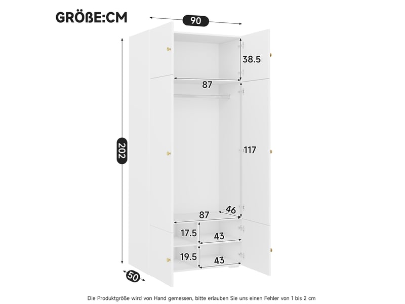  Armoire modenvie 2 portes 90 x 50 x 200 cm blanche avec penderie et 5 compartiments de rangement  - Conforama C