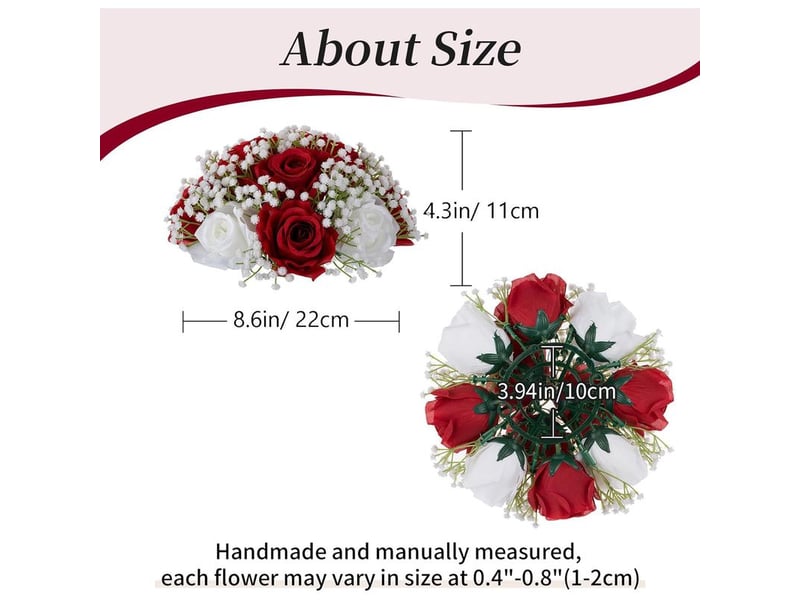  Boule de fleurs artificielles pour centre de table de mariage - roses cramoisies et gypsophile - décoration de fête diy pour maison  - Conforama B