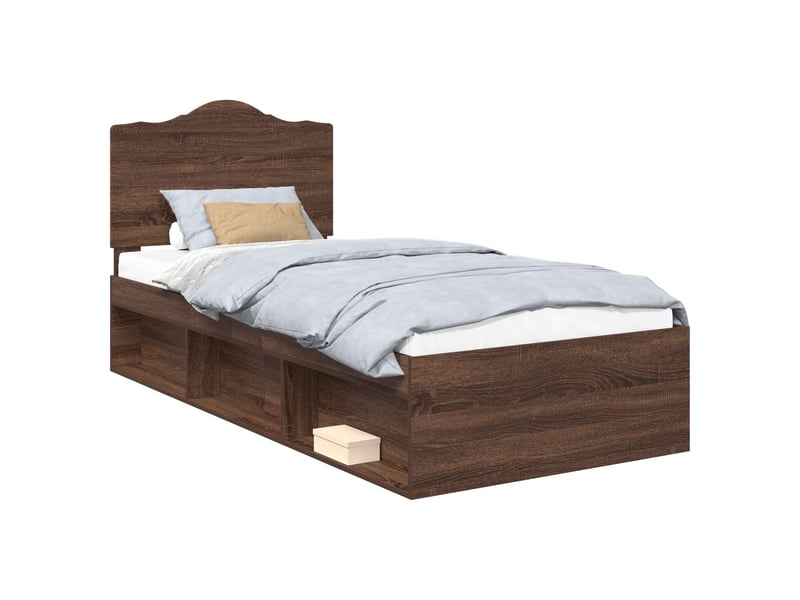 Lit simple- lit adulte - cadre de lit chêne brun 100 x 200 cm pin massif - Conforama A