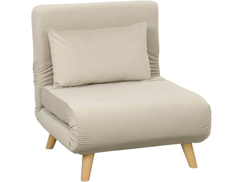  Fauteuil convertible modenvie 1 place effet velours beige 72 x 78 x 79 cm dossier réglable 6 positions  - Conforama A