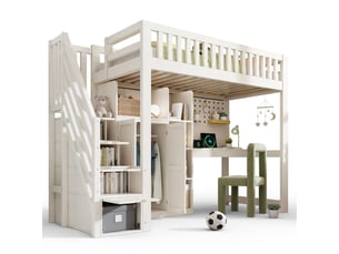Lit mezzanine 90x200 cm ZERBACO coloris blanc