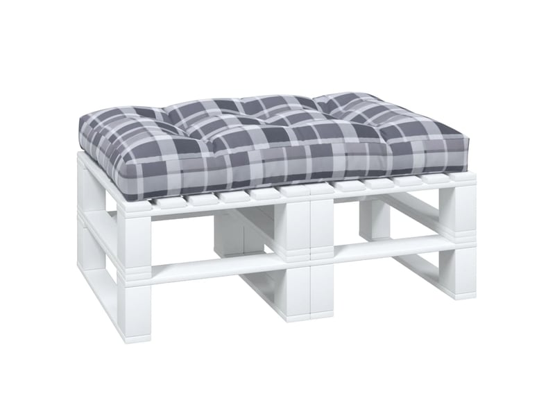  Coussin de palette, coussin de chaise, coussin de canapé motif à carreaux gris 120x80x12 cm tissu cf55358  - Conforama C