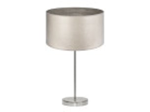 Fabrilamp tania grande lampe à poser nickelé effet bois gris, abat-jour textile effet bois, 1 x e27, 62 cm