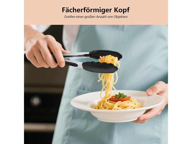  (26cm)pinces de cuisine, lot de 2, pince alimentaire en inox et silicone et poignée antidérapante, pince de cuisine résistant à la chaleur, idéales po QWE001044 - Conforama E