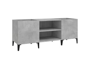 Armoire à disques, armoire de rangement gris béton 121x38x48 cm bois d'ingénierie