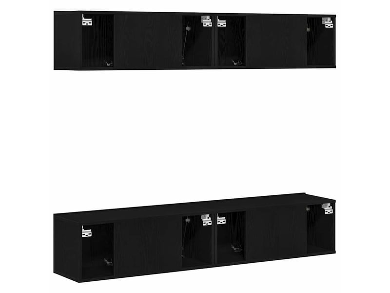  Ensemble meuble tv - banc tv - meuble de rangement 4 pcs chêne noir bois d'ingénierie  - Conforama D