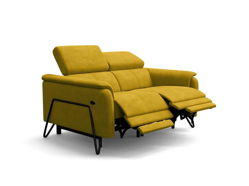 Canapé 2 places roden, 2x relax, tissu velours orange foncé - Conforama A