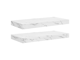 Lot de 2 étagères murales, étagères flottantes, étagères suspendues marbre blanc 50 x 23,5 x 3,8 cm cf41807