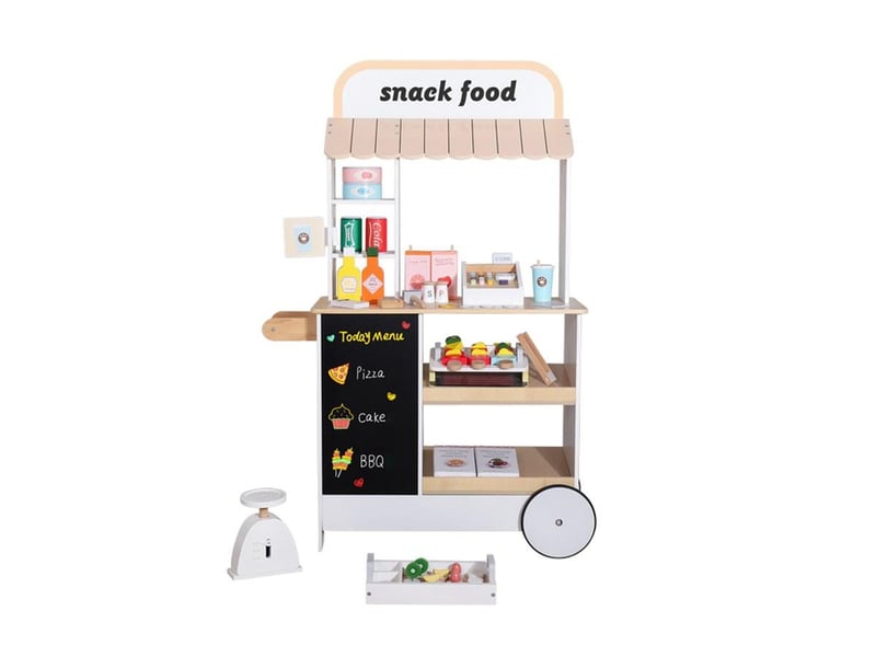 Stand de snacking en bois - avec accessoires et tableau noir - 110 cm GTK446 - Conforama A