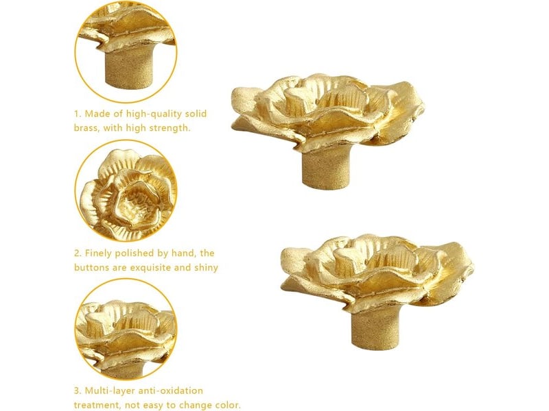  Pack de 4 poignées européennes en bronze brossé, poignées dorées à un seul trou pour tiroirs, commodes et meubles  - Conforama A