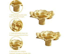 Pack de 4 poignées européennes en bronze brossé, poignées dorées à un seul trou pour tiroirs, commodes et meubles