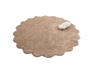 Tapis enfant anegundi marron clair ø 120 cm coton avec coussin