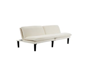 Canapé convertible 2 places 168 x 86 cm beige, velours côtelé, dossier réglable sans accoudoirs