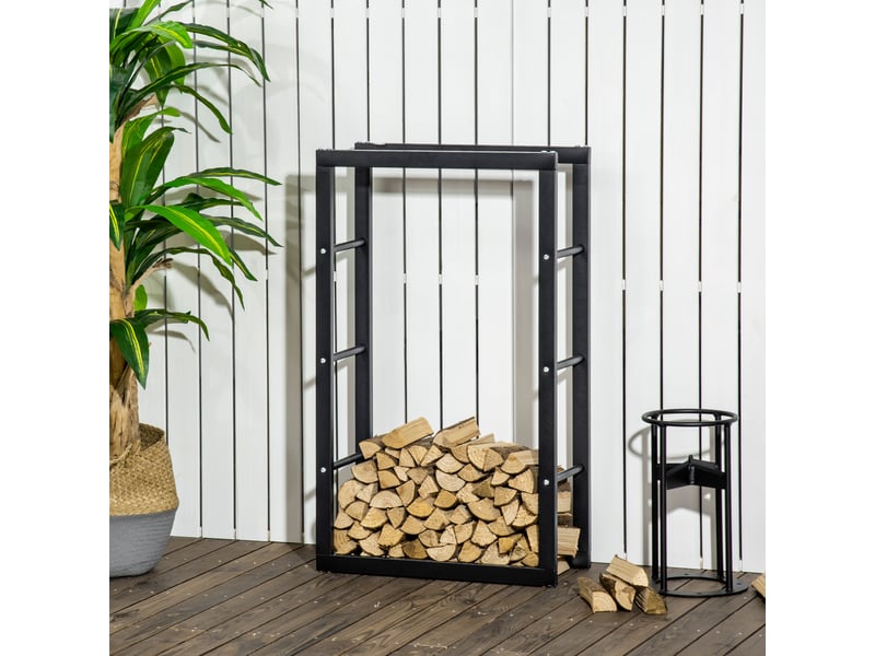  Porte-bûches vertical en métal, charge 100 kg, intérieur et extérieur, 60 x 25 x 100 cm  - Conforama D