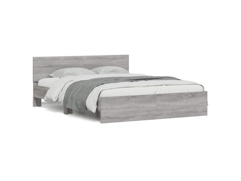 Cadre de lit avec tête de lit et led sonoma gris 150x200 cm - Conforama B