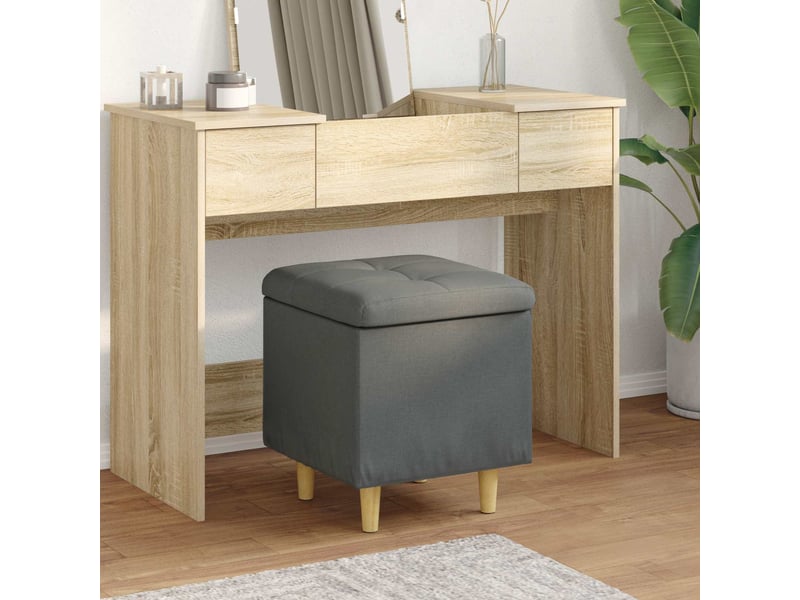  Ottoman, repose pied salon avec rangement gris foncé 40x40x45 cm tissu  - Conforama B