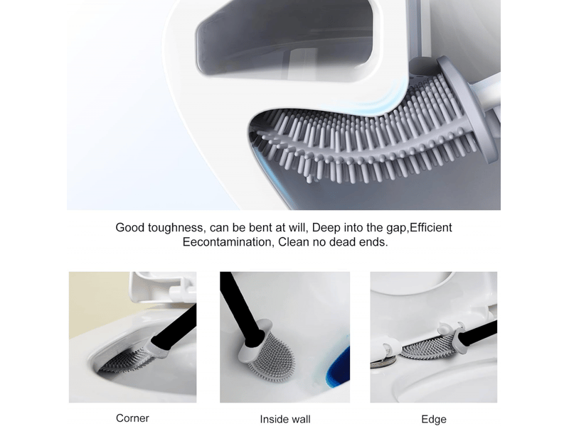  Brosse de toilette, brosse de toilette avec maille en silicone, brosse de toilette avec silicone et support, noir  - Conforama C