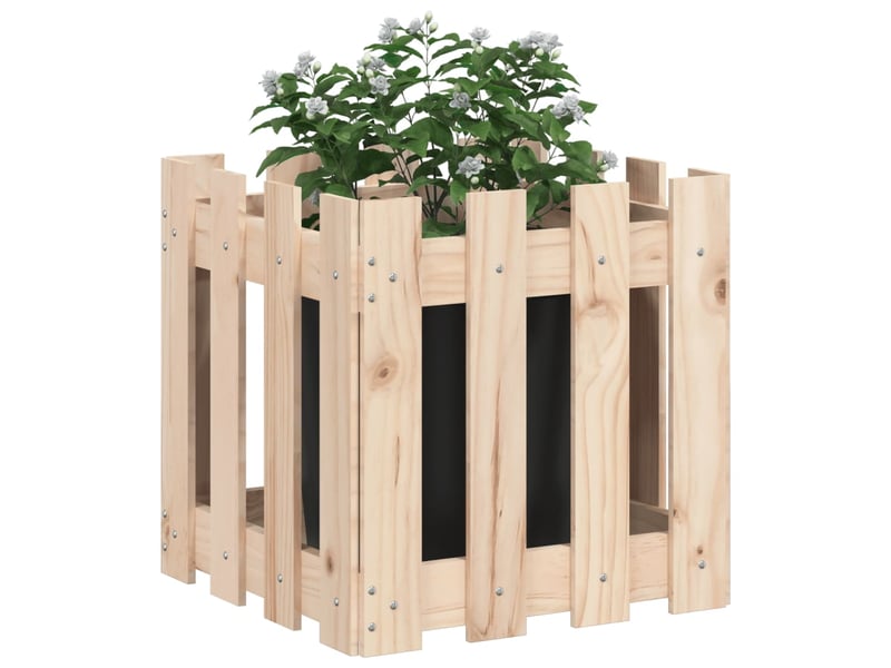  Jardinière - bac à fleurs avec design de clôture 40x40x40 cm pin massif  - Conforama C