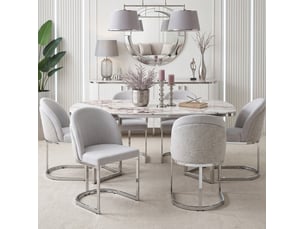 Lot de 4 chaises de salle à manger 58×52x85cm gris et argent, design à double dossier, structure métal, style contemporain