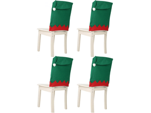 Housses de chaises de salle à manger décorées de motifs d'elfes de noël, avec bonnets de père noël, housses de chaises décoratives de noël, décoratio, multicolore