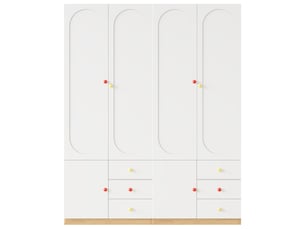 Lot de 2 armoire enfant - 80x50x200 cm - armoire de chambre avec 2 portes et 3 tiroirs, penderie et poignées en céramique - blanc