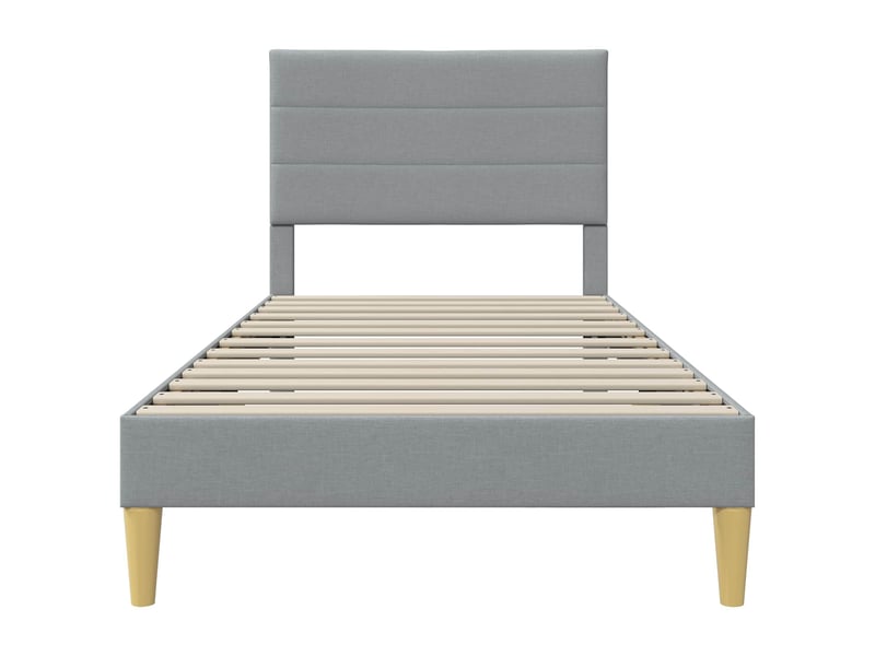  Lit simple- lit adulte -  cadre de lit avec tête de lit gris clair 100 x 200 cm tissu  - Conforama C