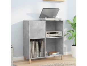 Armoire à disques, armoire de rangement gris béton 84,5x38x89 cm bois d'ingénierie shl5919