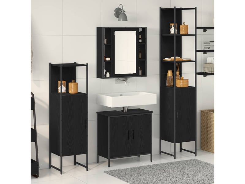  Ensemble de mobilier de salle de bain 4 pièces noir cf64559  - Conforama B