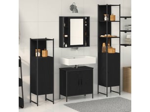 Ensemble de mobilier de salle de bain 4 pièces noir cf64559