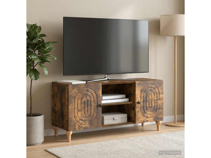  Meuble tv - banc tv - meuble de rangement chêne fumé 102 x 34,5 x 50 cm bois d'ingénierie  - Conforama D