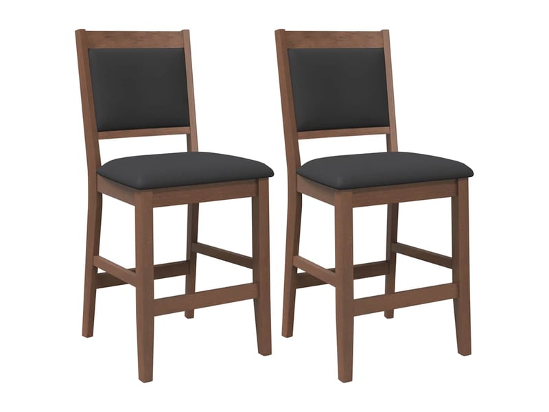  Lot de 2 tabouret de bar avec coussins en bois massif marron et caoutchouc shl84219  - Conforama A