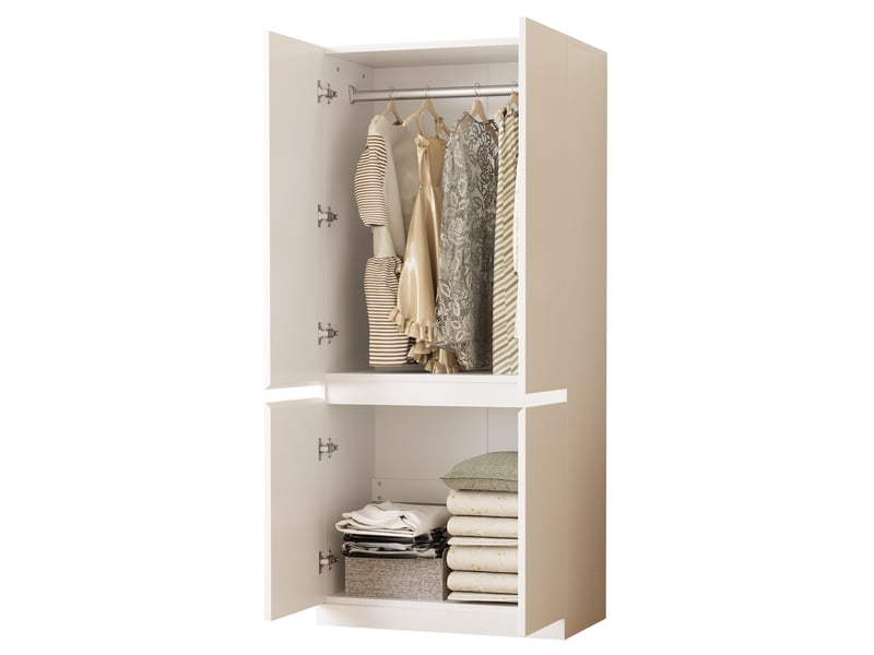  Armoire 70x40x170 cm à 2 portes avec grands rangements blanc  - Conforama A