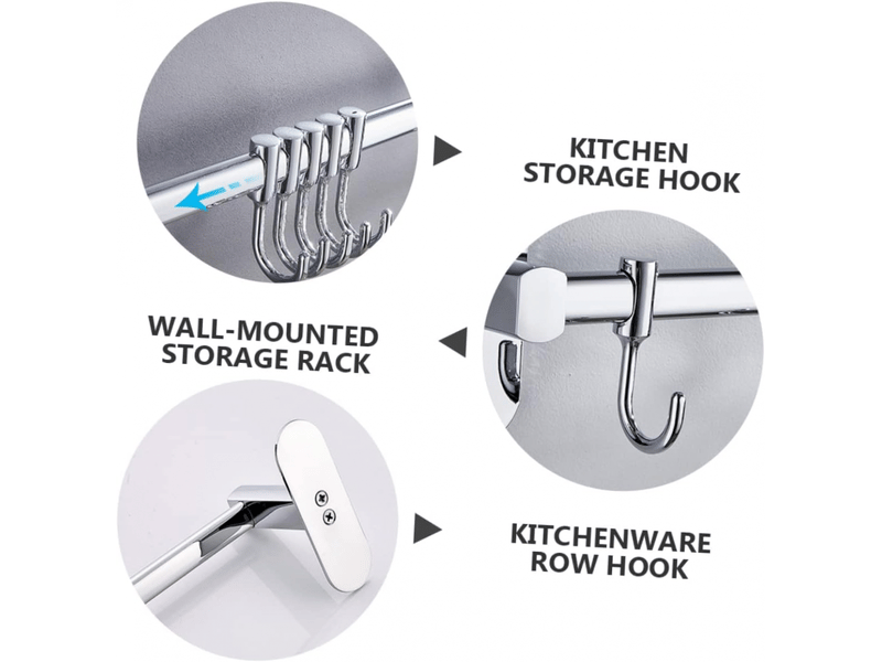 Crochet de rangement cuisine sans perçage de suspension mobile pour ustensiles étagère murale de, gris TNFR005289 - Conforama D