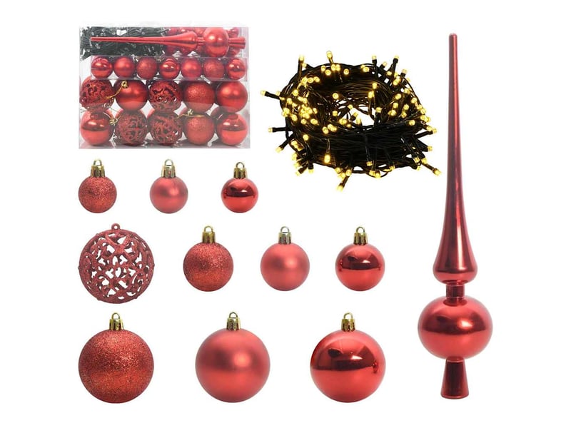  Ensemble de boules de noël 61 pcs 150 led blanc chaud ø 6 cm  - Conforama A