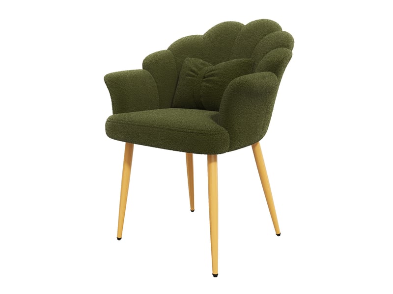 Lot de 6 chaises de salle à manger avec accoudoirs 64x65,5x85 cm tissu teddy vert - Conforama R