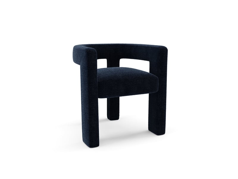  Fauteuil de salle à manger en tissu tramé bleu nuit celia CELIATTBN - Conforama A