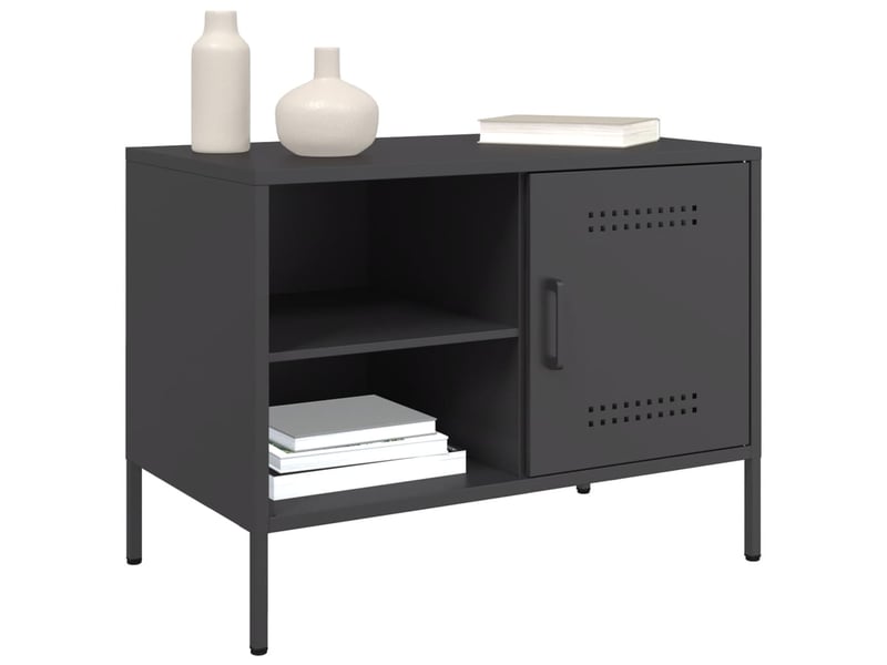  Lot de 2 meuble tv bas salon noir 68x39x50,5 cm acier shl35567  - Conforama D